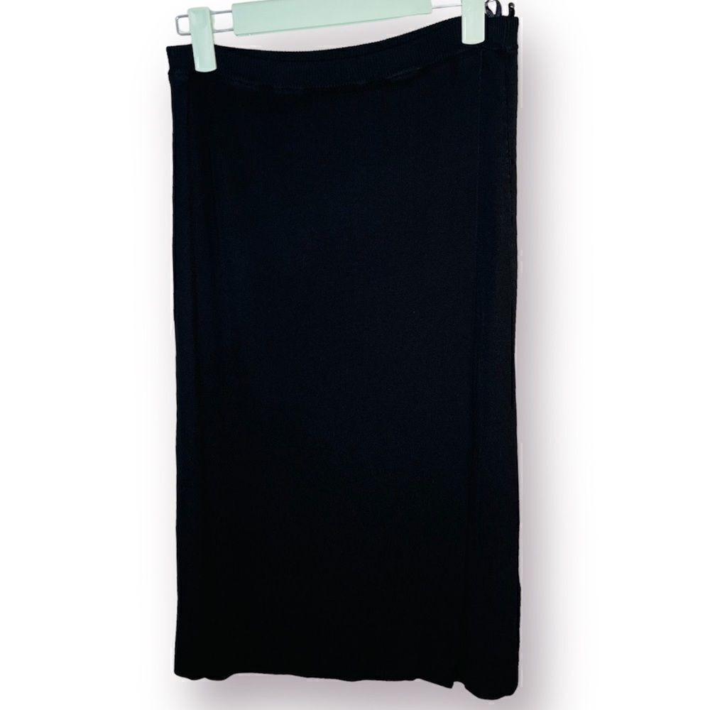 Cyrus Knit Faux Wrap Pencil Skirt Mini Black S